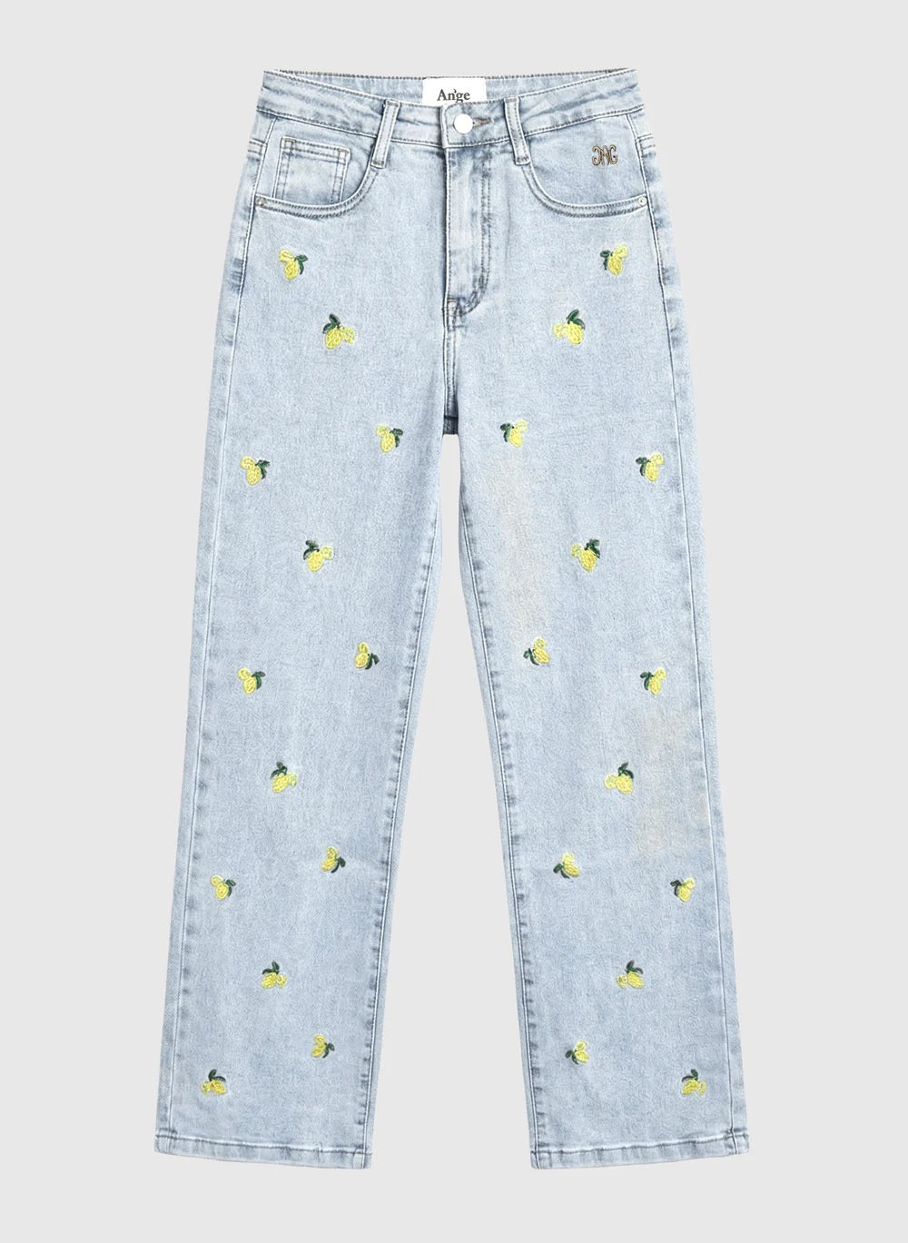 Ange Paris Jeans Picitron Hellblau mit Zitronenstickerei