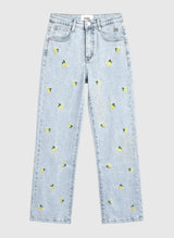 Ange Paris Jeans Picitron Hellblau mit Zitronenstickerei