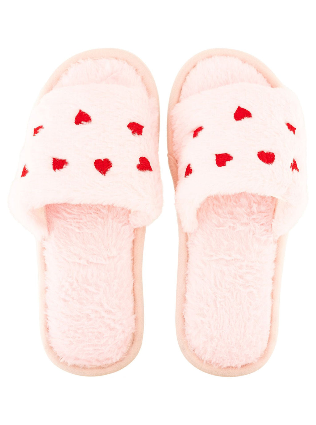 Zwillingsherz Püsch-Sandalen "Lovina" - Hausschuhe - Rosa mit roten Herzchen