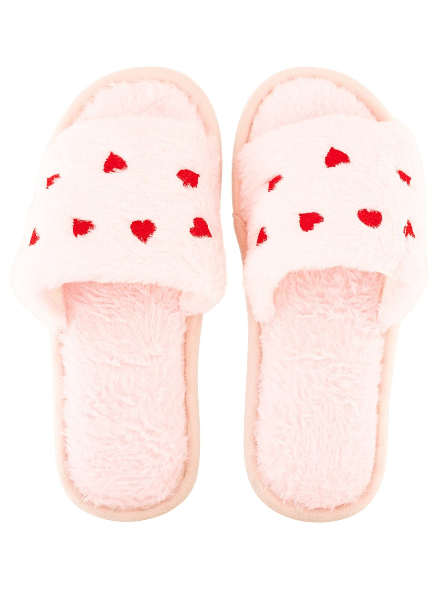 Zwillingsherz Püsch-Sandalen "Lovina" - Hausschuhe - Rosa mit roten Herzchen