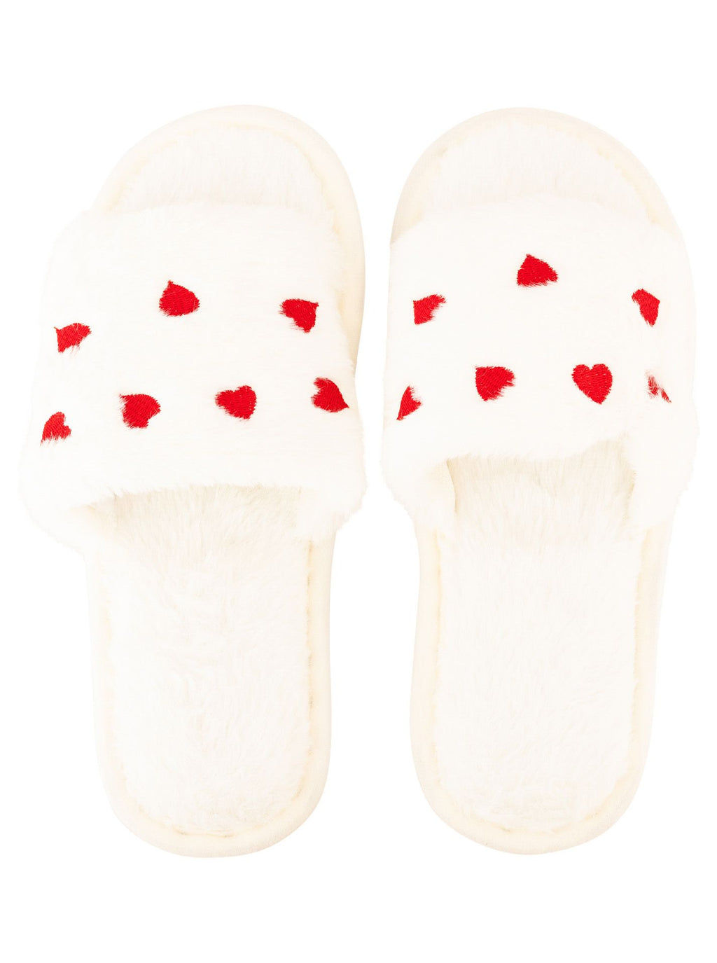 Zwillingsherz Püsch-Sandalen "Lovina" - Hausschuhe - Creme mit roten Herzchen