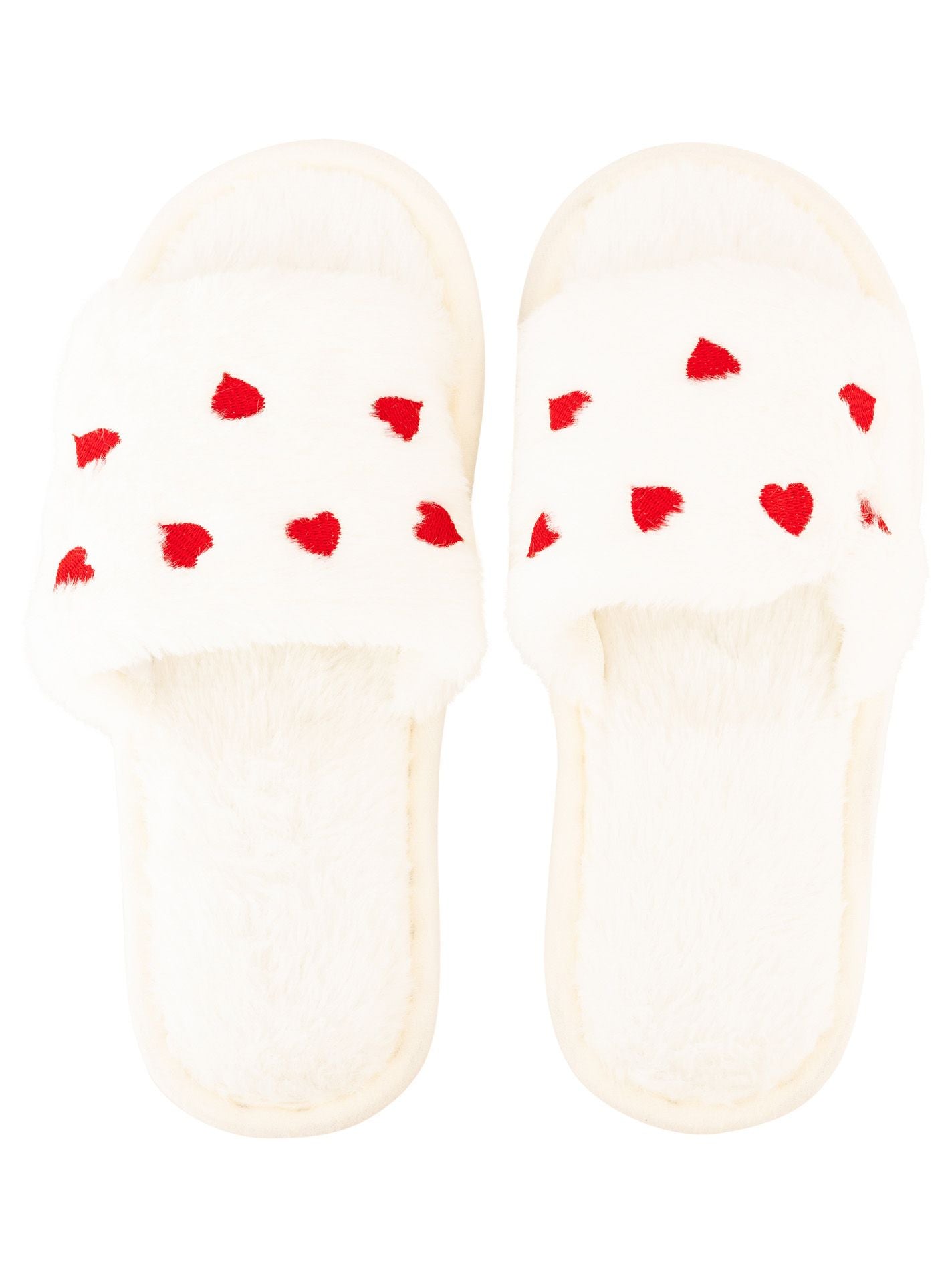 Zwillingsherz Püsch-Sandalen "Lovina" - Hausschuhe - Creme mit roten Herzchen