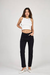 DAMENHOSE MIT GERADER BEINFORM IN FARBE - "Élodie": Crème / Standard - Gerades Bein / 1(T36) 1(T38) 1(T40) 1(T42) 1(T44)