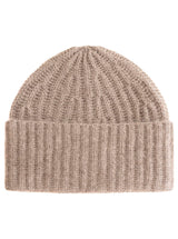 Zwillingsherz Mütze aus 100% Kaschmir - Grobstrick - Taupe