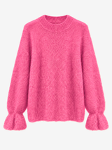 Hochwertiger Mohair-Pullover mit Volant-Ärmeln: Taupe / Einheitsgröße