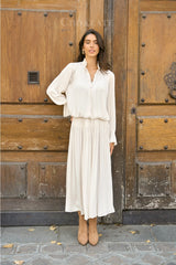 Choklate Paris Bluse Reese mit Rüschenkragen Beige
