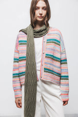 Lanidor Strickjacke Gestreift Multicolor Oversized - Knopfverschluss