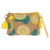 Isla Bonita by SIGRIS Handtasche Mull Zitronen Perlenstickerei Beige