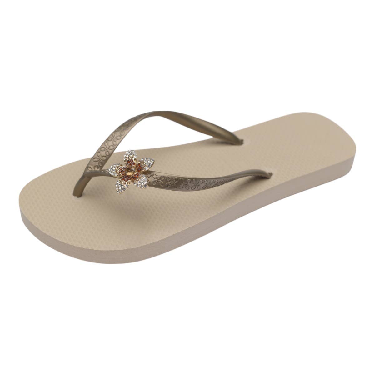 CHANCLAS by Simone Herrera Zehentrenner Yasmin Beige Blüten-Applikation