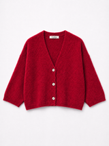 Baby Alpaka Strickjacke mit 4/5-Arm: Kirsche / Einheitsgröße