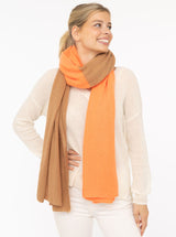 Zwillingsherz XXL Kaschmirschal - 100% Kaschmir "Zweifarbig" Camel & Orange