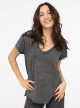 Zwillingsherz Shirt Tail - Positive Mind- 100% Baumwolle - Anthrazit