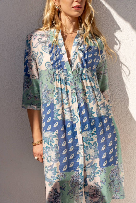 Hemdblusenkleid "Palma" aus bedruckter Viskose-Seide