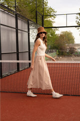 Choklate Paris Polokleid Suzanne Ecru Beige Materialmix