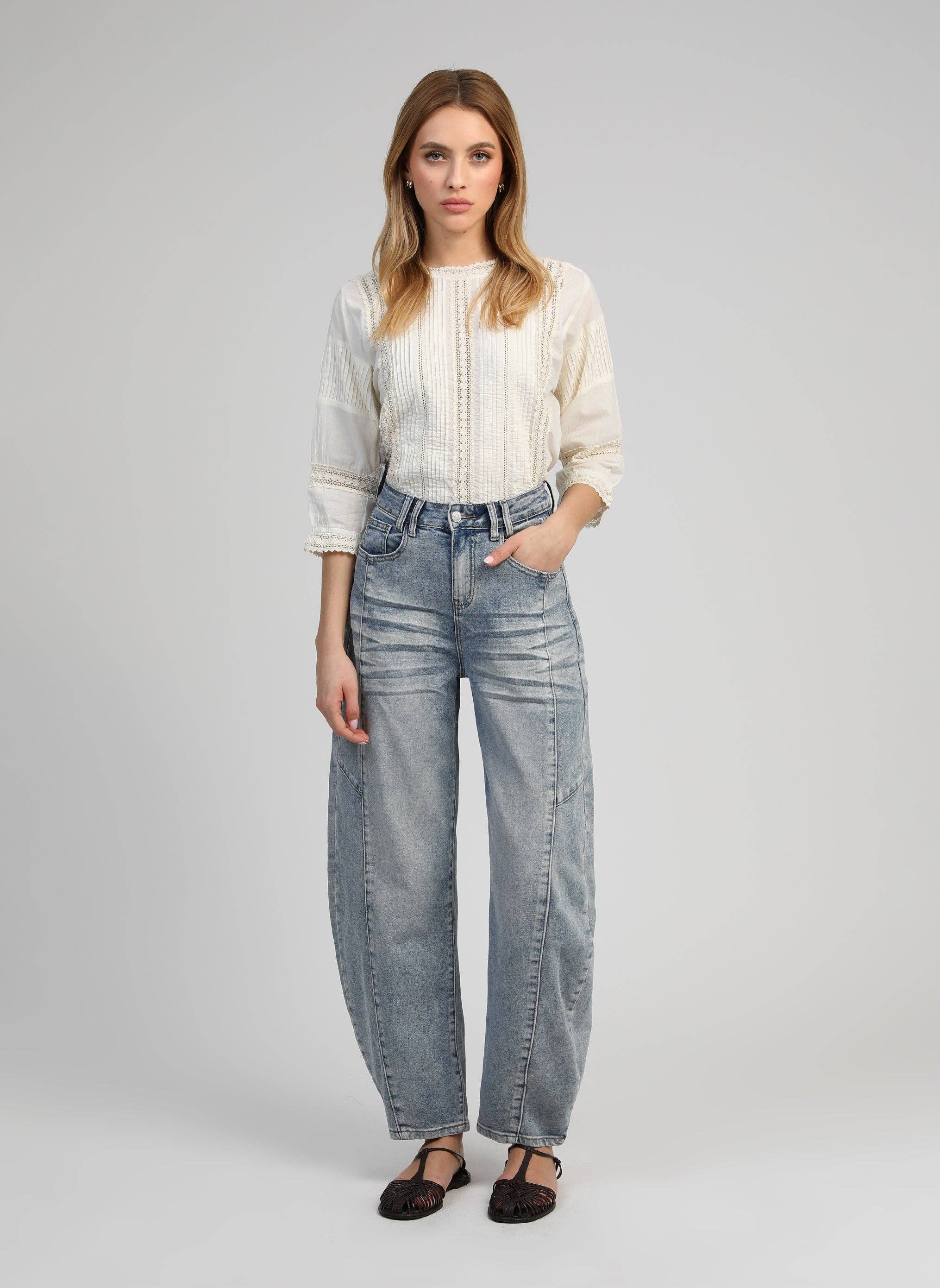 Ange Paris Jeans Prime Ballonschnitt High Waist Hellblau