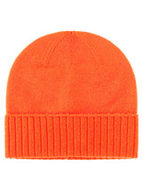 Zwillingsherz - 100% Cashmere-Mütze mit geripptem Umschlag - Orange