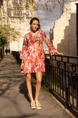 Choklate Paris Sommerkleid Saint-Tropez Orange-Pink aus Viskose-Seide