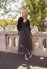 Choklate Paris - Langer Tüllrock Aria in Grau - Eleganter Tüllrock