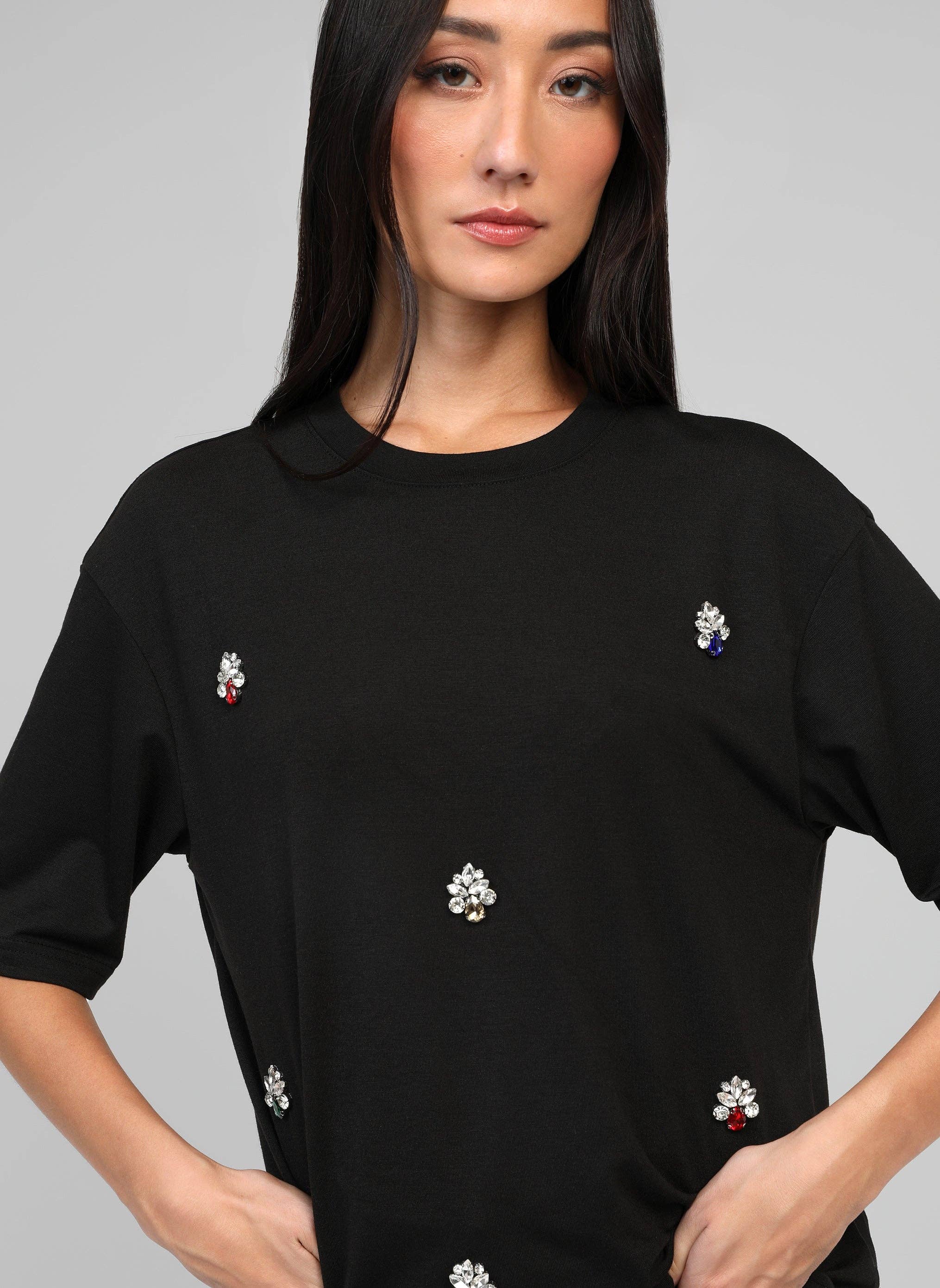 An´ge Paris - T-Shirt aus leichten Sweatmaterial in Schwarz "Amarina"