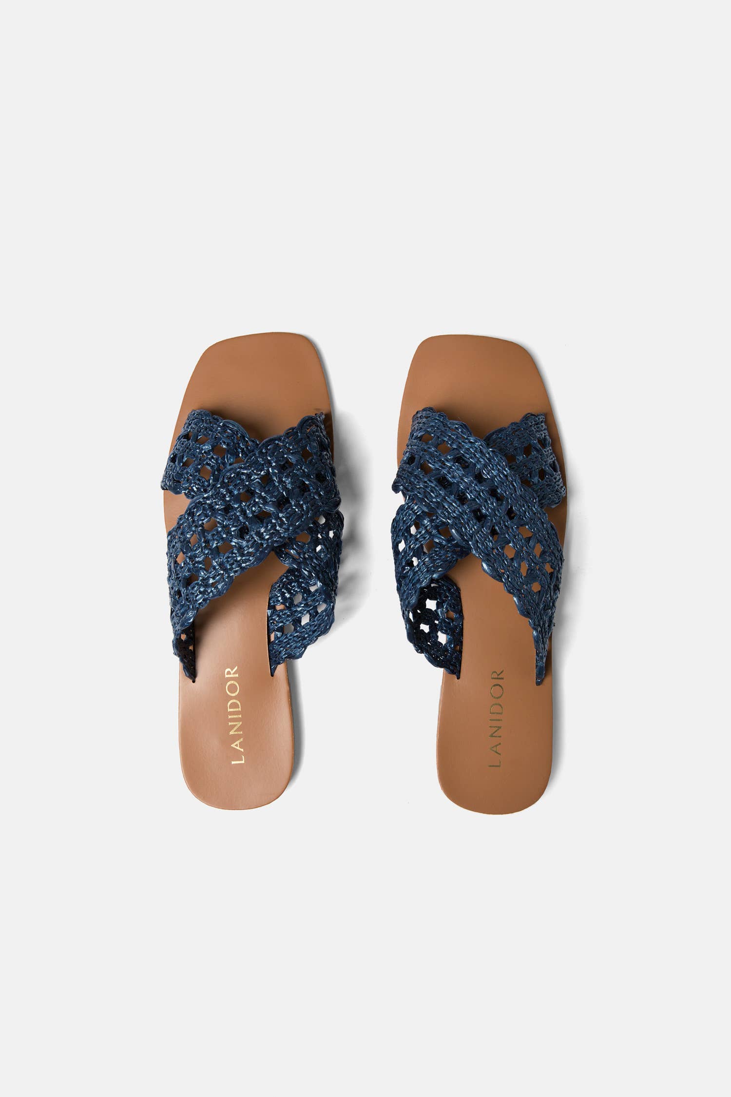 Lanidor Sandale "Saphira" - Flache Sommerschuhe in Flechtoptik - Mittelblau