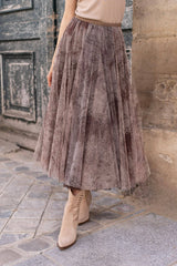 Choklate Paris Tüllrock mit Toile de Jouy Druck - Langer Tüllrock in Taupe