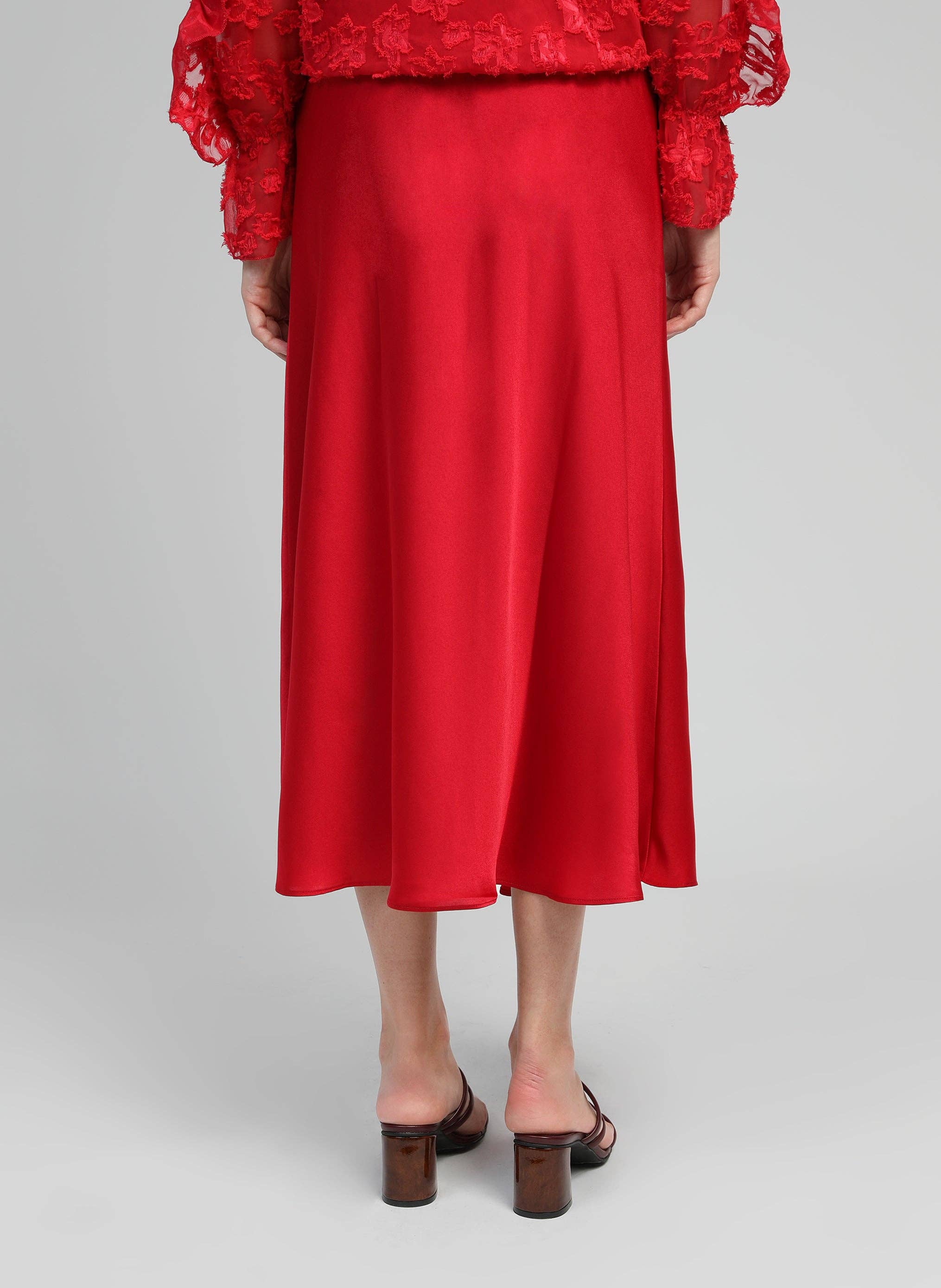 An'ge Paris Midi-Rock Janiala Rot - Ausgestellter Schnitt