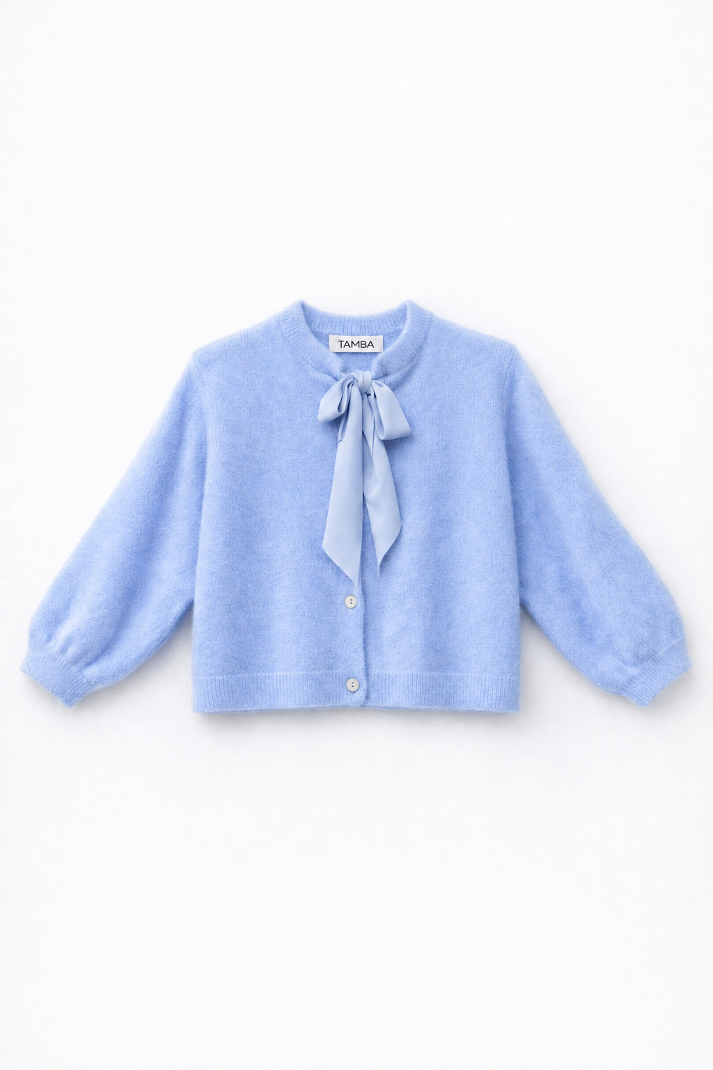 Flauschige Strickjacke mit Schluppen-Kragen: Puder