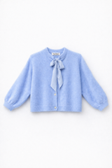 Flauschige Strickjacke mit Schluppen-Kragen: Puder