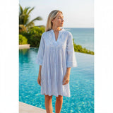 Isla Bonita by SIGRIS Sommerkleid Kurta Gestreift Hellblau 100% Baumwolle