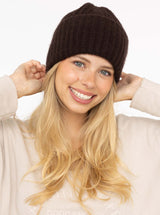 Zwillingsherz Mütze aus 100% Kaschmir -Grobstrick - Braun