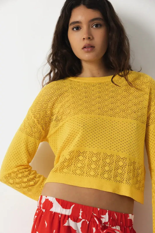 Lanidor Damen-Strickpullover in Sonnengelb – Leicht, Lässig & Unverwechselbar