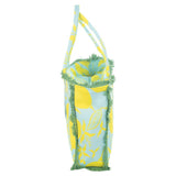 Isla Bonita by SIGRIS Tasche mit Zitronenprint & Perlenstickerei Gelb