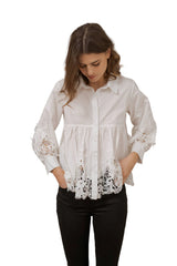 Choklate Paris Baumwollbluse Aimie Guipurespitze - Weiß