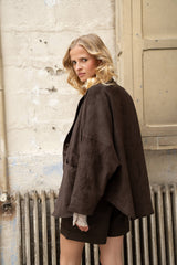 Oversize-Jacke aus Wildlederimitat V369: Stone / 2S/M 2M/L