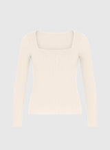 An'ge Paris - Pullover Lesie in Ecru - Figurbetonter Feinstrick-Pullover
