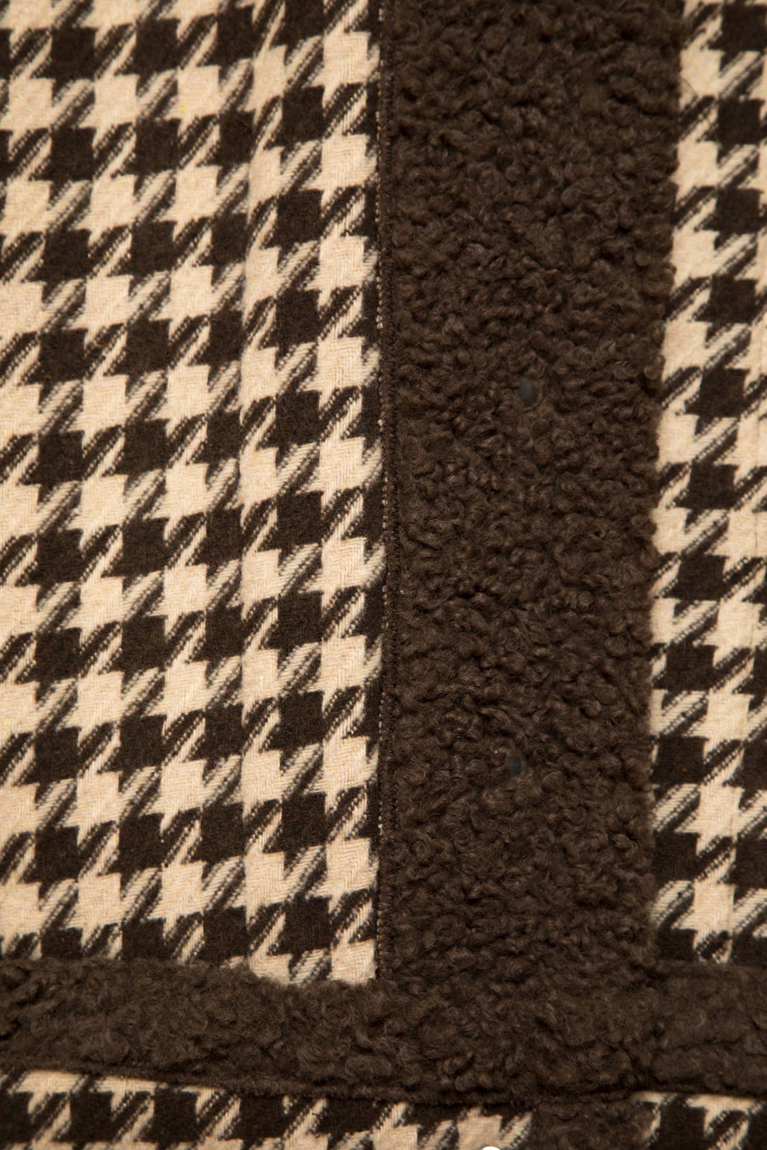 Lanidor - Winter-Jacke - Hahnentritt mit Teddyfell in Beige & Braun