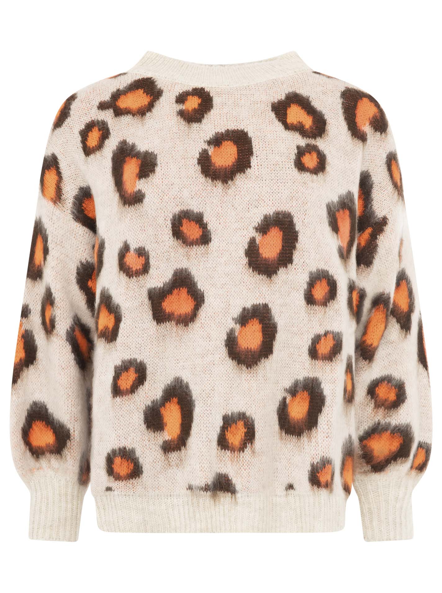 Zwillingsherz Kuschel-Pullover "Leo Soft"  mit orangefarbenen Akzenten - Rundhals