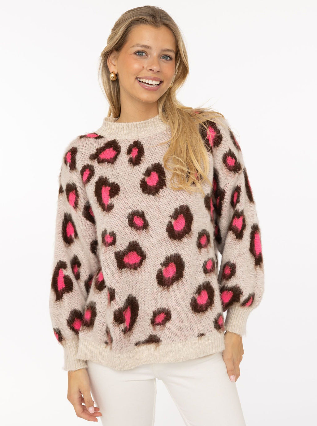 Zwillingsherz Kuschel-Pullover "Leo Soft"  pinkfarbenen Akzenten - Rundhals