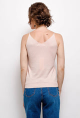 Glänzendes Lurex-Trägershirt - 8752: Beige / Eine Größe