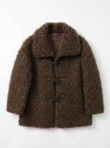 Attrait Paris mittellanger Bouclé-Dufflecoat Schokoladen-Braun