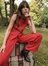 An'ge Paris - Hose "Perly" in Rot - Elegante Flare-Hose mit hoher Taille