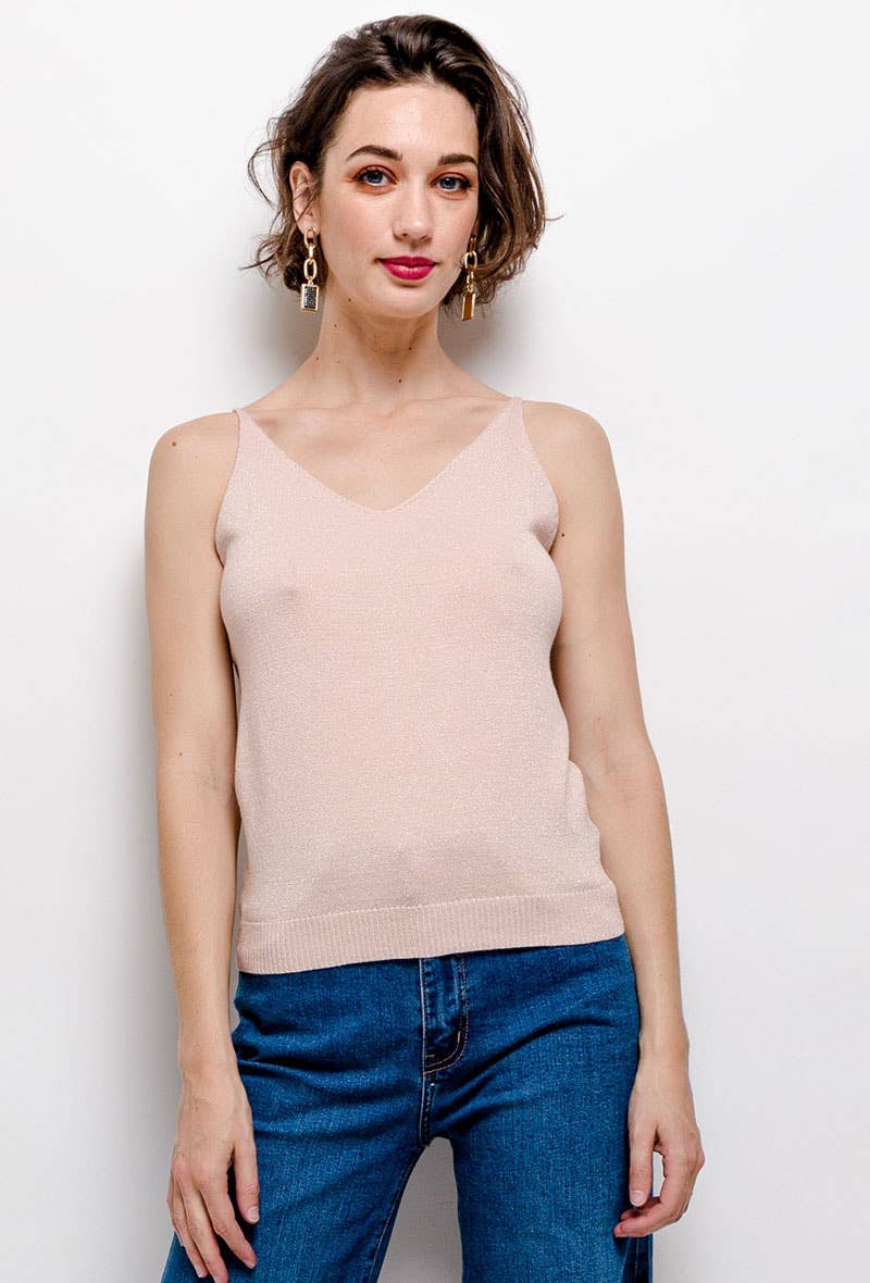 Glänzendes Lurex-Trägershirt - 8752: Bordeaux / Eine Größe