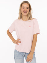 Zwillingsherz T-Shirt " Herz" Rosa mit gesticktem Herz | Rundhals
