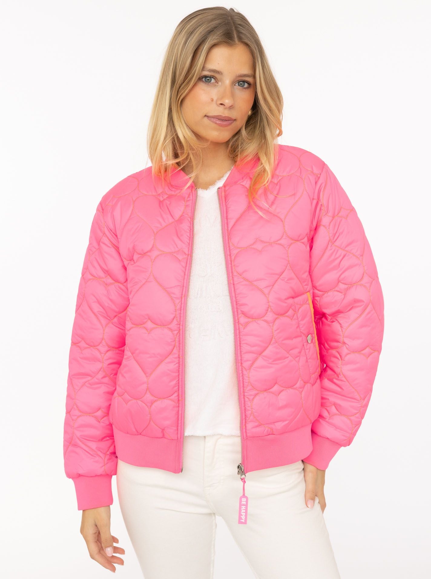 Zwillingsherz - Bomberjacke "Be Happy" in Pink