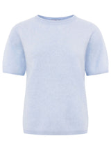 Zwillingsherz Kurzarm-Pullover aus 100% gebürstetem Kaschmir Hellblau