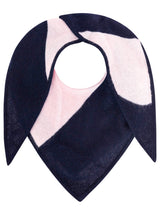 Zwillingsherz 100% Kaschmir Dreieckstuch Blockstreifen - Rosa/Marine-Blau