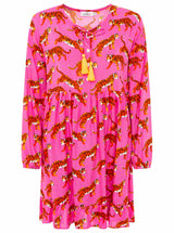 Zwillingsherz - Kleid "Trendy Tiger" in Pink - Animalprint mit Knopfleiste