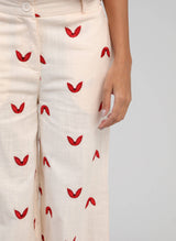 Ange Paris Hose Romila Baumwollstickerei Ecru