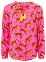 Zwillingsherz - Bluse "Trendy Tiger" in Pink - Animalprint mit Quasten