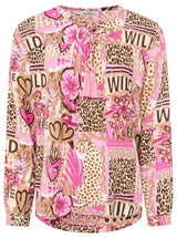 Zwillingsherz Bluse "Safari Patchwork" - Beige